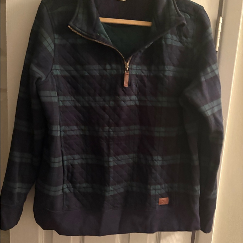 L.L. Bean Men's Blue and Green Zip-Up Sweater